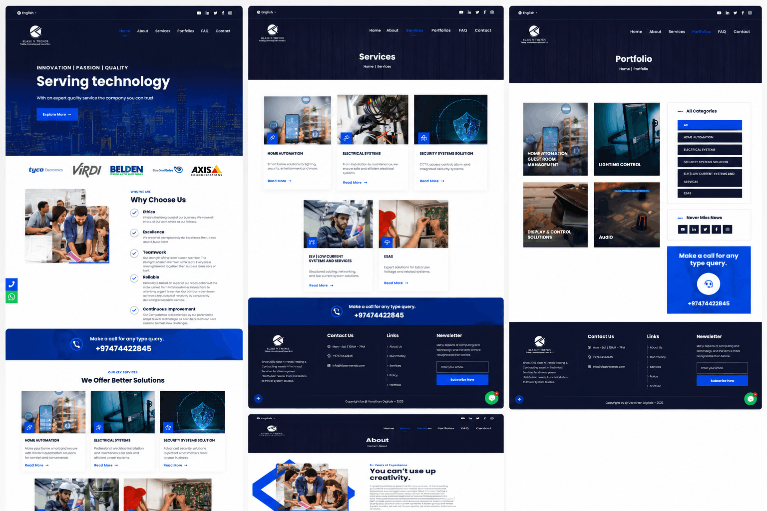 Service pages- dedicated pages for each ELV, automation, and electrical service were developed